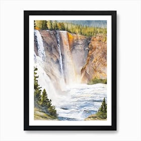 The Lower Falls Of The Yellowstone River, United States Water Colour  (2) Art Print