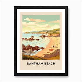 Devon Vintage Travel Poster Bantham Beach 2 Art Print