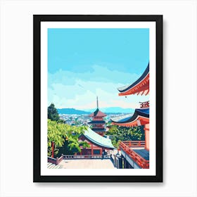 Kiyomizu Dera Temple Kyoto 1 Colourful Illustration Art Print