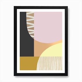 Abstract Geometric Shapes Lilac Dark Grey Art Print