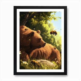 Colletidae Bee Storybook Illustration 4 Art Print