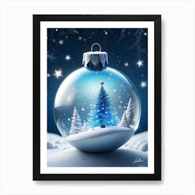 Magnificent Christmas ball under the snow Art Print