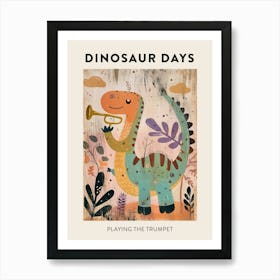 Playing The Trumpet Dinosaur Poster Art Print