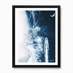 Starry Ocean Wave Night Art Print