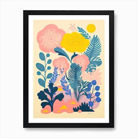 Colourful Botanical Risograph Style 29 Art Print