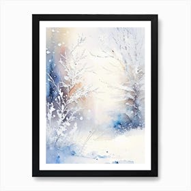 Winter Scenery, Snowflakes, Storybook Watercolours 1 Art Print