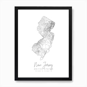 New Jersey Minimal Street Map Art Print