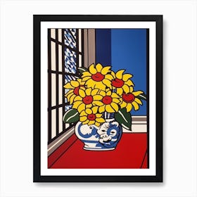 Chrysanthemums Flower Still Life  2 Pop Art Style Art Print