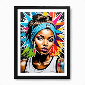 Graffiti Mural Of Beautiful Hip Hop Girl 82 Art Print