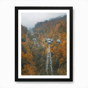 Cable Car, Autumn, Forest, Oil Painting Art Print