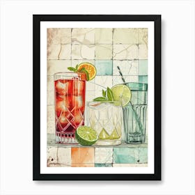 Zesty Cocktail Watercolour Illustration 1 Art Print