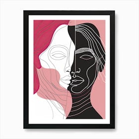 Simplicity Pink Lines Woman Abstract 4 Art Print