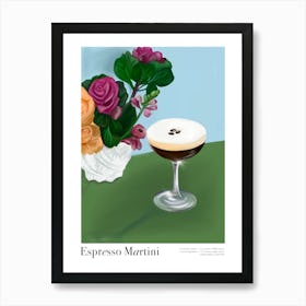 Espresso Martini Illustrated Cocktail Print Art Print