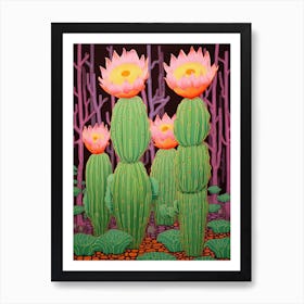 Mexican Style Cactus Illustration Notocactus Cactus 2 Art Print