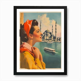 Retro Istanbul Travel Poster Art Print