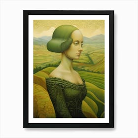 Woman In A Green Dress Art Print