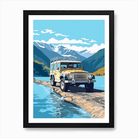 A Toyota Land Cruiser Car In The Lake Como Italy Illustration 2 Art Print