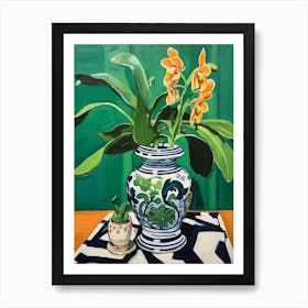 Flowers In A Vase Still Life Painting Orchid 3 Art Print