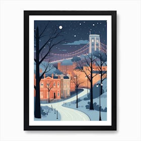 Winter Travel Night Illustration Bristol United Kingdom 1 Art Print