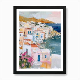 Mykonos Coast Kitsch Brushstrokes  3 Art Print