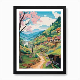 Mestia To Ushguli Trail Gerogia 3 Hike Illustration Art Print