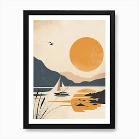 Sunset On The Lake, Scandinavian Minimalism Art Print