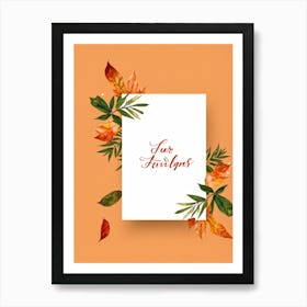 Autumn Leave Themed Vector Illustration Calligraphy Holyday Greeting Card Handwritten Style Typogr (5) Art Print