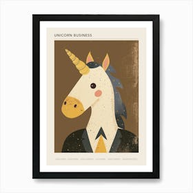 Unicorn In A Suit & Tie Mocha Background 1 Poster Art Print