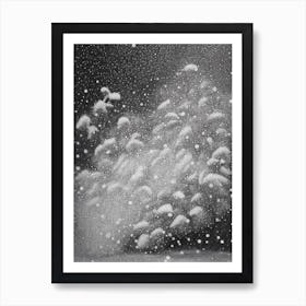 Graupel, Snowflakes, Black & White 4 Art Print