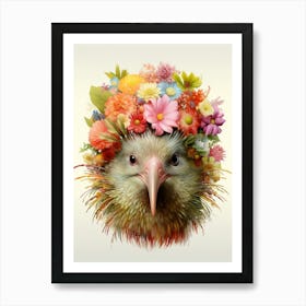 Bird With A Flower Crown Kiwi 3 Art Print