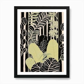 B&W Plant Illustration Calathea Art Print