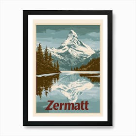 Aihrgdesign A Mid Century Modern Travel Poster For Zermatt 4 Art Print