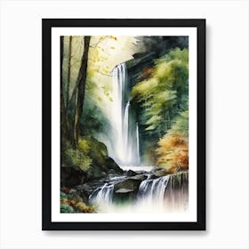 Henrhyd Falls, United Kingdom Water Colour  (1) Art Print