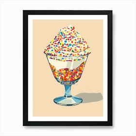 Trifle With Rainbow Sprinkles Beige Illustration 4 Art Print