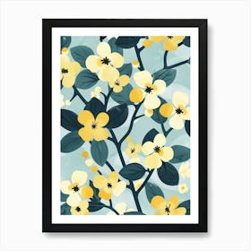 Dogwood Tree Flat Illustration 4 Art Print