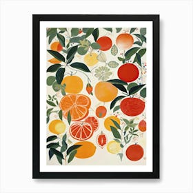 Blood Orange Fruit Drawing 2 Art Print