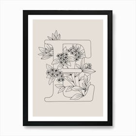 E FLORAL INITIAL Art Print