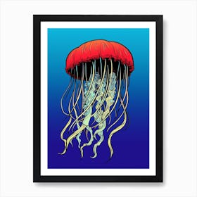 Sea Nettle Jellyfish Pop Art Illustration 5 Art Print