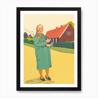 Woman With A Cat Art Print