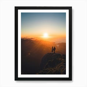 A Duo Of Lovers Embarking On A Scenic Sunset Climb To Crest A Majestic Mountain Peak Tango Between (1) Art Print