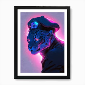 Leopard In A Police Uniform Art Print