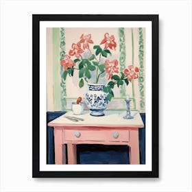 Bathroom Vanity Painting With A Hellebore Bouquet 3 Art Print