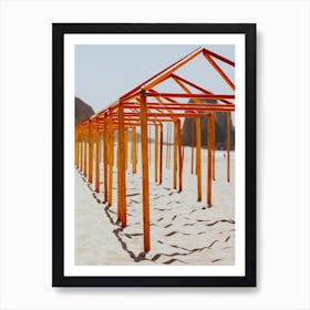 The Yellow Summer Beach Poles Portugal Travel Art Print