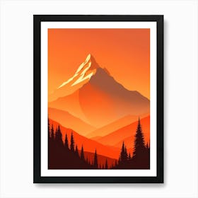 Misty Mountains Vertical Composition In Orange Tone 76 Poster