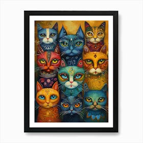 Funky Cats Painting Beautiful 1 Poster