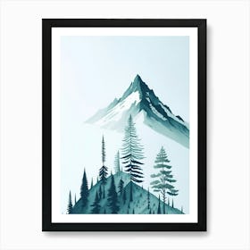 Mountain And Forest In Minimalist Watercolor Vertical Composition 202 Art Print