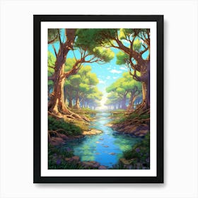 Mangrove Forests Cartoon 2 Art Print