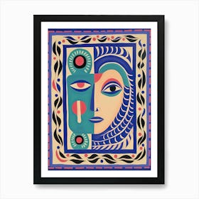 Folk Face Illustration 0 Art Print