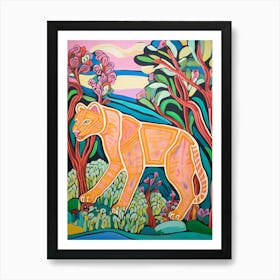 Maximalist Animal Painting Cougar 5 Art Print