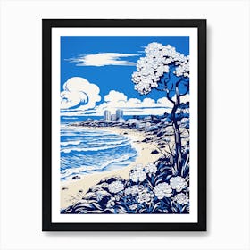 A Screen Print Of Burleigh Heads Beach Australia 1 Art Print